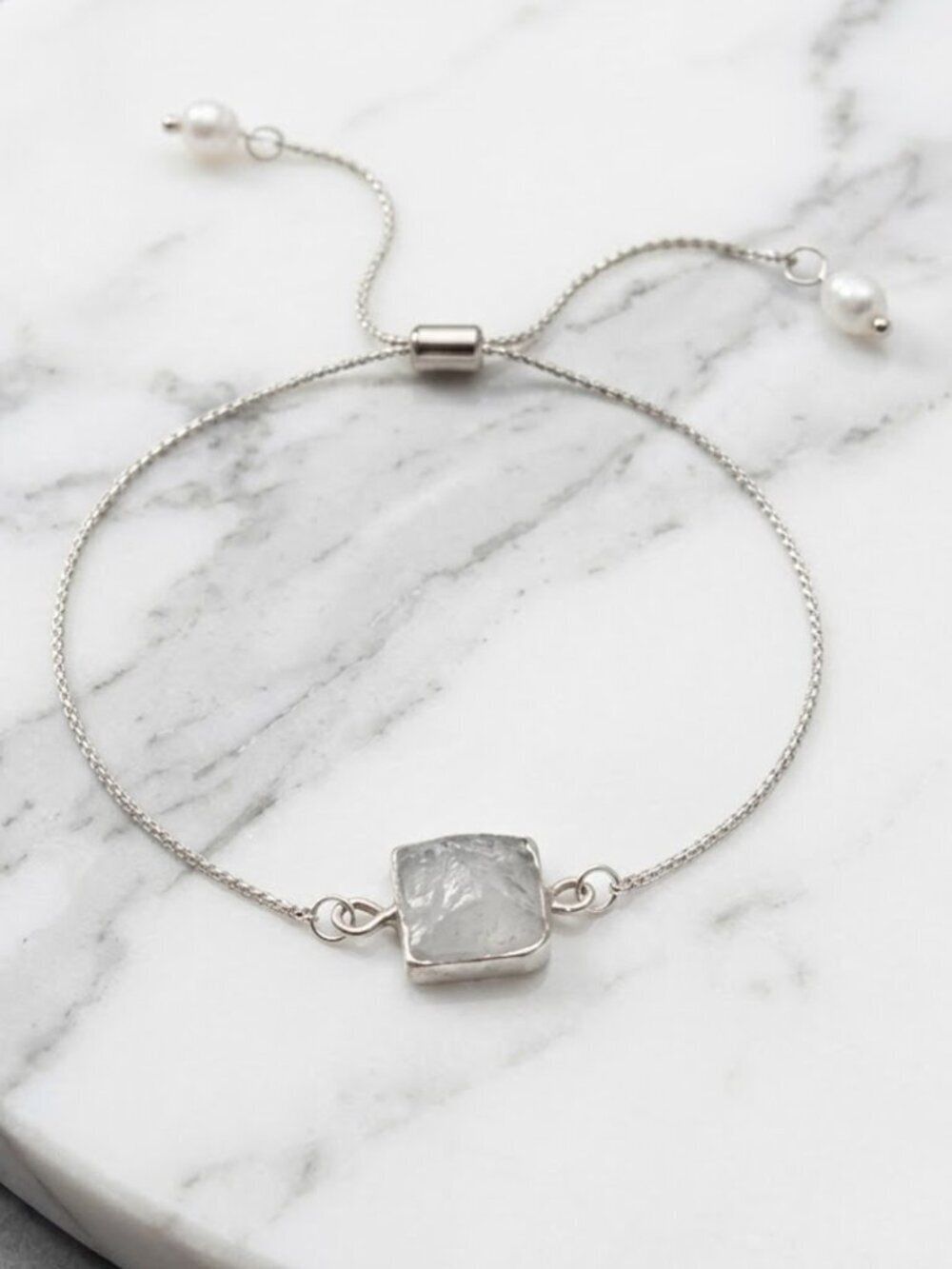 Ladies Grey Square Stone Adjustable Bracelet